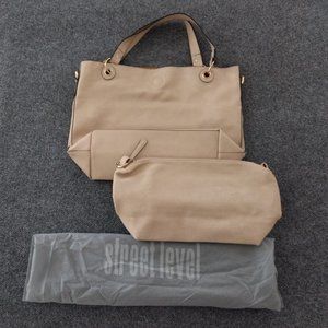 STREET‎ LEVEL Shoulder Bag Women's Tan Small Removable Double Strap Handle Purse